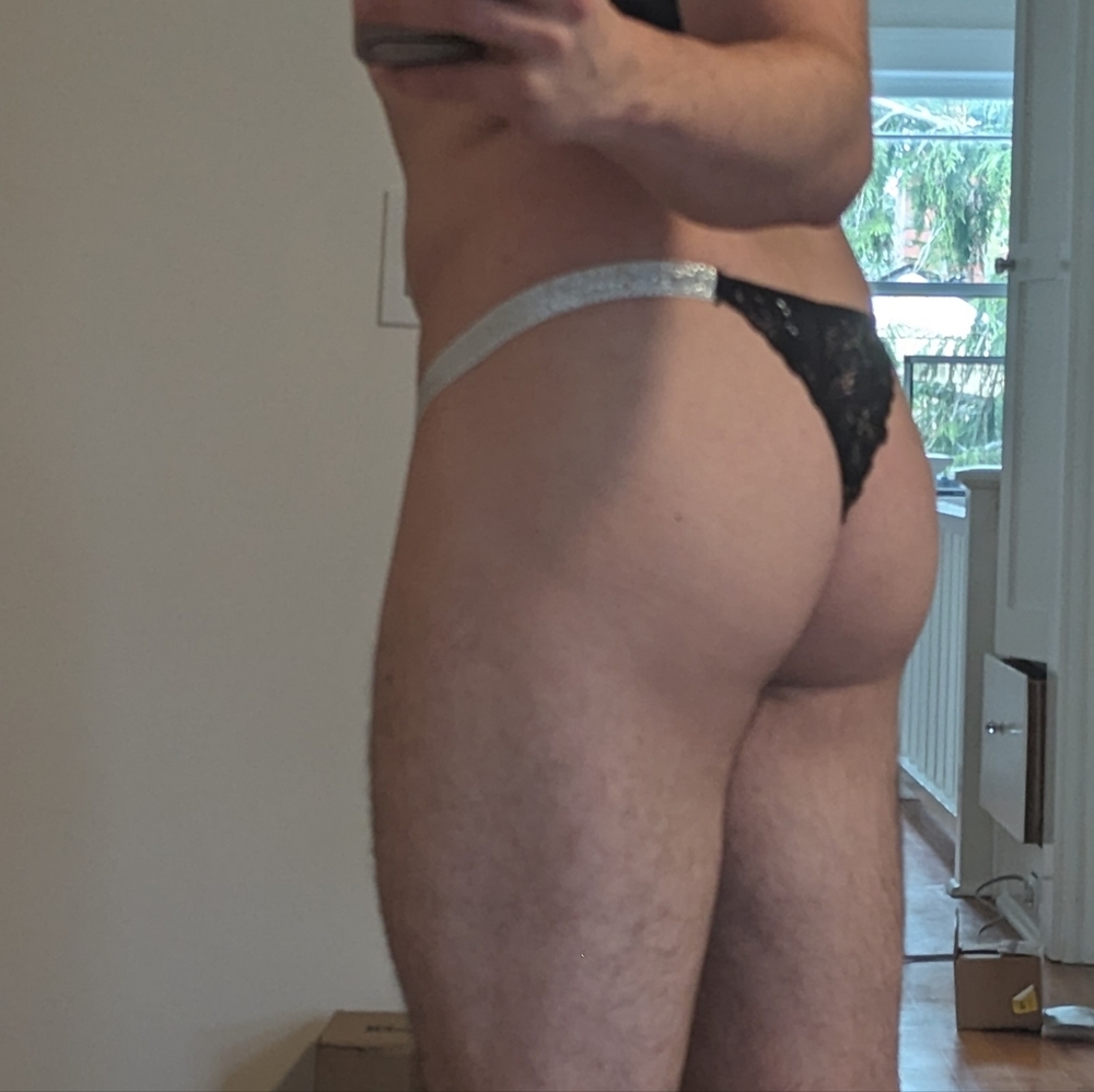 Men's Thong Black Lace Medium 31 30 32 - Picture 5 of 5